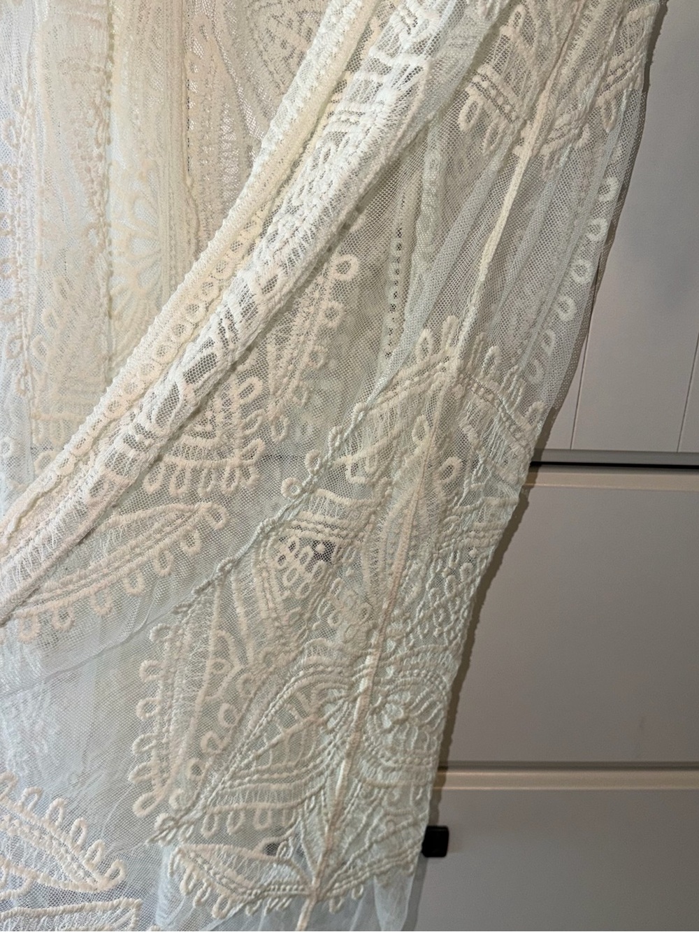 Boho Lace Crochet Overlay Tunic/ Duster in Cream - Picture 5 of 8